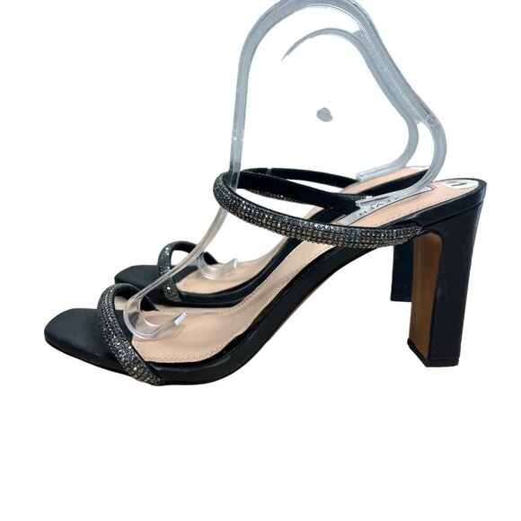 Steven‎ New York Black Rhinestone Jercy Heel Sandals Slip On Size 11 - Picture 1 of 14